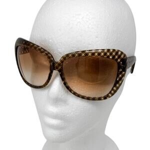 Bottega Veneta intrecciato check checkered oversized wrap sunglasses + case